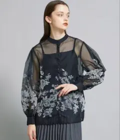 AMERI 刺繍 長袖 シャツ ブラウス ブルー - メルカリ