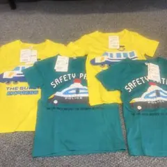 キッズ Tシャツ 4枚セット 乗り物 パトカー 電車