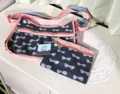 レスポ ツモリチサト リボン ホーボー ポーチ付き