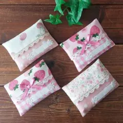ハンドメイド　⑤ミニポケットティッシュケース4枚セット　ポケットティッシュカバー