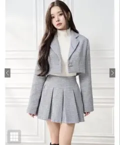 GRL フリージア ラメツイードジャケットxプリーツミニスカート セットアップ