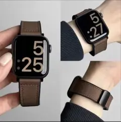 Apple Watch 49/46/45/44/42mm レザー ダークブラウン