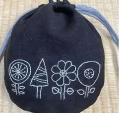 まんまるリネン巾着袋　wafu使用　ハンドメイド