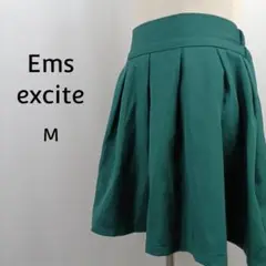 Ems excite　ミニスカート　M　グリーン　フレア　プリーツ