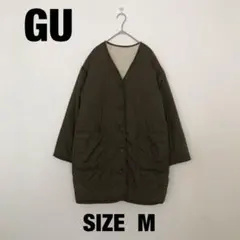 美品【GU】ジーユーリバーシブルキルティングボアジャケットM カーキミリタリー