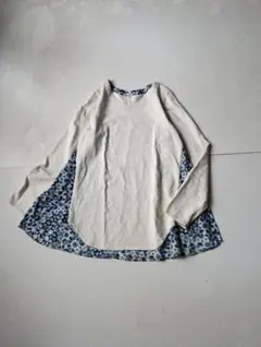 コンジェペイエ　綺麗色　コットン　異素材　フレアー　トップス