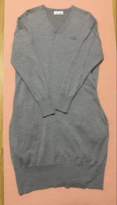 美品　LACOSTE 上質ウール100％ ニットワンピース グレー 36