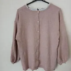 サマンサモスモス 長袖ニット ピンク 無地 レース トップス/F　2way