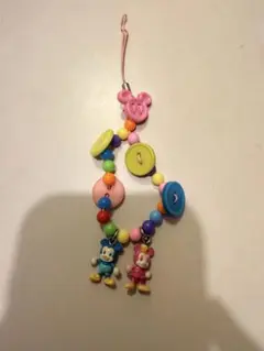 平成レトロ品　ディズニー ミッキー ミニー ボタン キーホルダー ストラップ