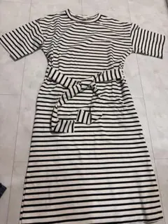 ボーダーワンピース⭐️腰紐付き⭐️サイズL