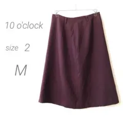 M ボルドー　膝丈スカート　秋冬　毛100% 日本製　シンプル　レトロ