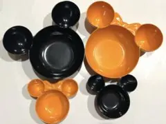 ミッキーマウス型食器セット（オレンジ・黒）