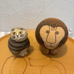 リサラーソン 置物　セミミディアムライオン　ミア ミニ グレー　陶器