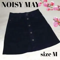 NOISY MAY ダークブルー コーデュロイAラインミニスカート ネイビー M
