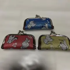 畳縁　動物柄がま口小物入れ 3点セット ハンドメイド