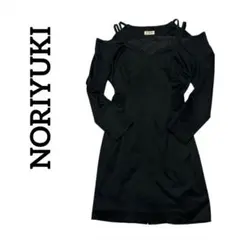 NORIYUKI ナローストラップ オフショル ブラック　ミニワンピース