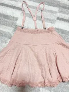LIZLISA キルティング サスペンダー付き スカート ピンク