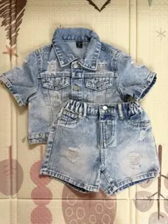 新品★SHEIN デニムジャケット ショートパンツ セットアップ 100-110