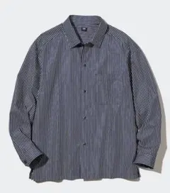 ユニクロ エクストラファインコットンオーバーサイズストライプシャツ（長袖）