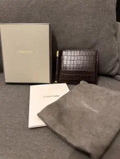 TOM FORD マネークリップ クロコ型押し ダークブラウンのサムネイル