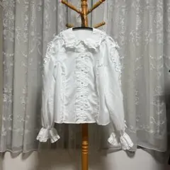 フリル付きホワイトシャツ 長袖のサムネイル