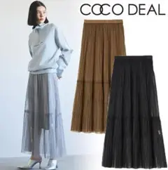 COCODEAL ココディール ラメチュールランダムプリーツスカート　ブラック