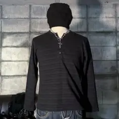 ダークコア　レイヤード　ロンT 平成　ギャル男 ボーダー　ヘンリーネック