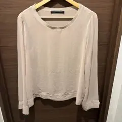 ZARA 透け感 ベージュ 長袖 シャツ Lサイズ