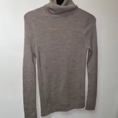 メリノリブタートルネックセーター　ベージュ　S
