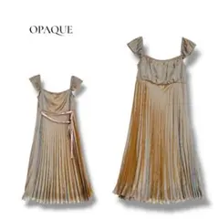 OPAQUE オペーク プリーツワンピース フリル袖 光沢 グレージュM 日本製のサムネイル