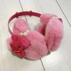 ディズニー ミニー 耳当てイヤマフ　ピンク リボン パール