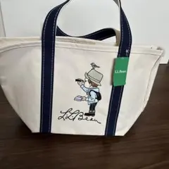 LL.Bean 刺繍トートバッグ アイボリー/ネイビー