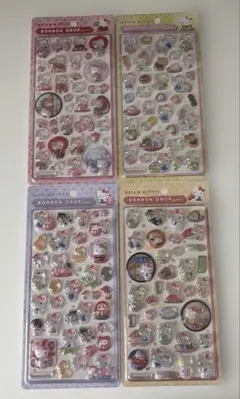 全て国内正規品　サンリオ和柄ハローキティ　ボンボンドロップシール４枚セット