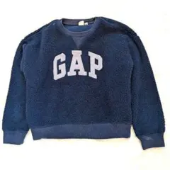 ​GAP KIDS ボアトレーナー L 140 150 ギャップキッズ 紺 ロゴ