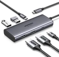 UGREEN Revodok 206 6 in 1 USB Cハブ 2*HDMI