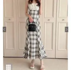 GRL チェック柄キャミソールマーメイドロングワンピース gn467