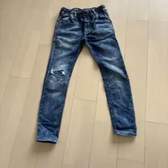 DIESELダメージ加工ダークブルーストレートジーンズ
