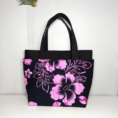 トートバッグ◇ハイビスカス×帆布◇ハンドメイド