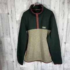 Ｌ.ＬBeanフリースジャケット 緑とベージュ ハーフジップメンズLサイズ