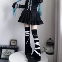 レッグウォーマー ブラック ゴスロリ 地雷系黒パンク 包帯風闇かわ