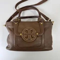 トリーバーチ レザー ハンドバッグ 2WAY 茶