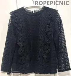【ロペピクニック 】美品　透け感トップス　上品なレース　ブラウス　トップス　Mのサムネイル