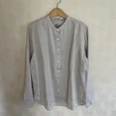 無印良品　無印　トップス　シャツ　ブラウス　リネン　バンドカラー　ナチュラル