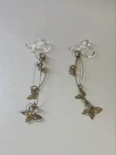 蝶モチーフ シルバー ロングイヤリング