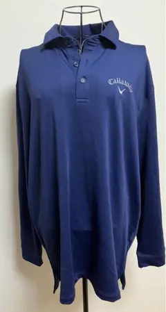 キャロウェイ 長袖ポロシャツ ネイビー 紺 Lサイズ ゴルフウェア ポリウレタン