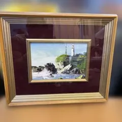 櫻井慶治 日展参与「房州白浜」 油彩 キャンバス SM号 差箱/黄袋付