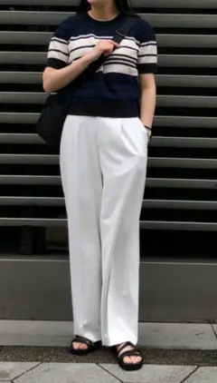 【UNIQLO】★ユニクロ★ワイドタックパンツ★白（L）473638