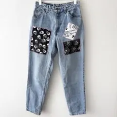 90s リーバイス 951 リメイクデニム パッチワーク スカル クモの巣