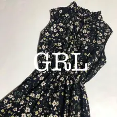 グレイル　濃紺花柄ワンピース　A745