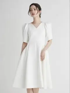美品 CELFORD ハーフスリーブポンチワンピース(ホワイト38)